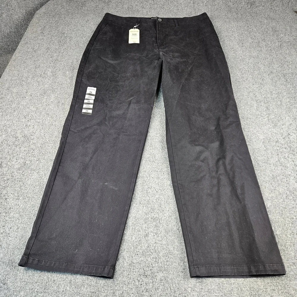 NWT‎ Dockers Blake Chino Black High Straight Pants Mens 34 Stretch Cotton